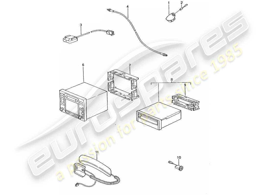 porsche 996 (2001) navigation system - teleph.operat.device/-teleph. - d >> - mj 2002 parts diagram