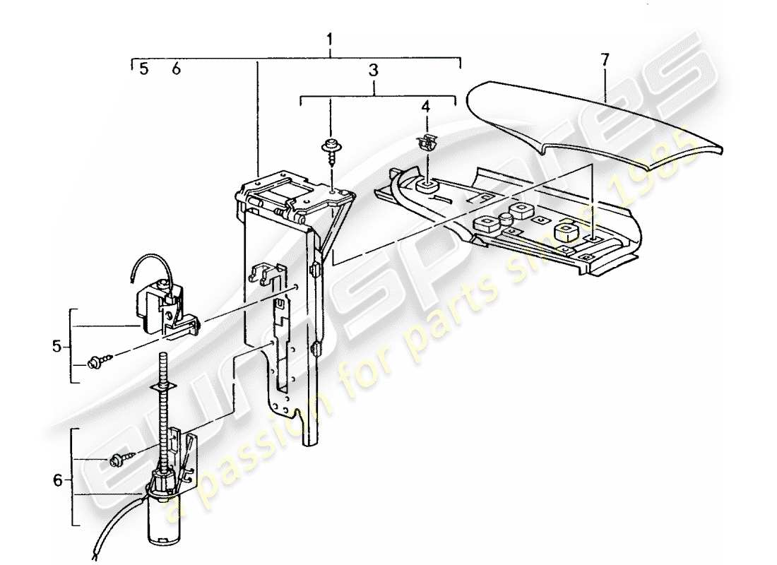 porsche 996 (2004) flap - convertible roof parts diagram