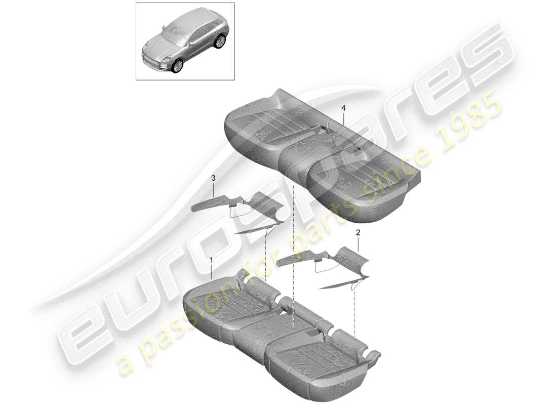 porsche macan (2020) foam part parts diagram