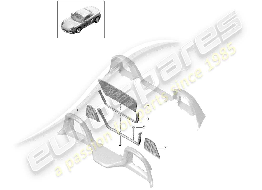 porsche 718 boxster (2019) windscreen part diagram