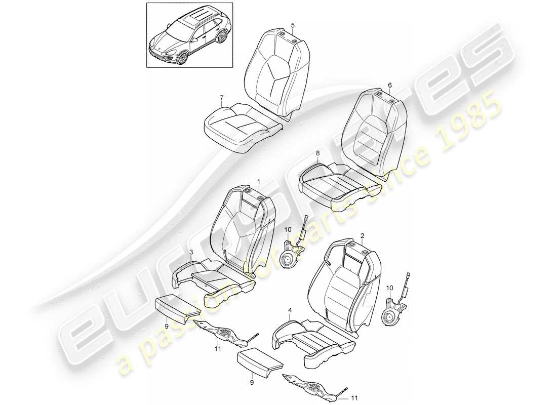 porsche cayenne e2 (2018) foam part part diagram