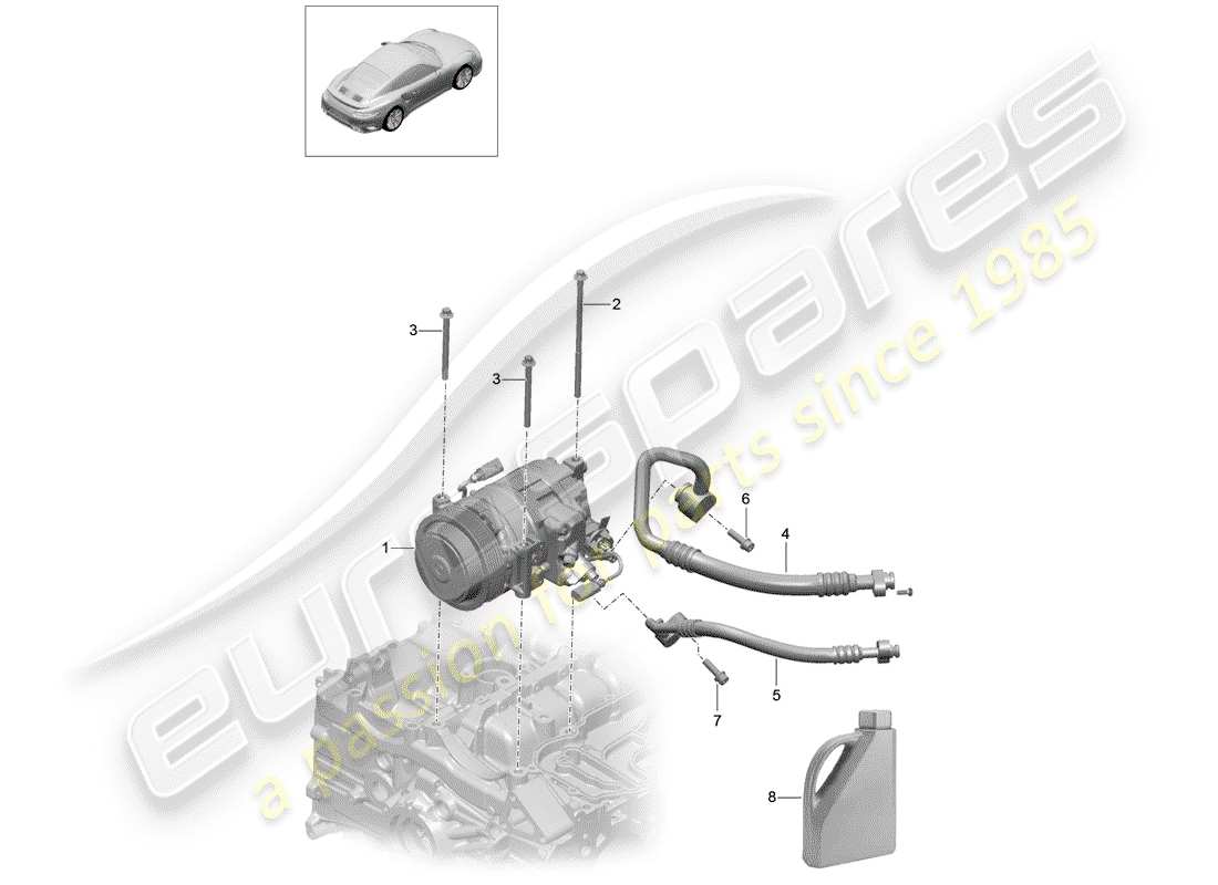 porsche 991 turbo (2015) compressor parts diagram