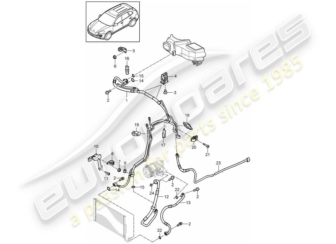 porsche cayenne e2 (2012) refrigerant circuit part diagram