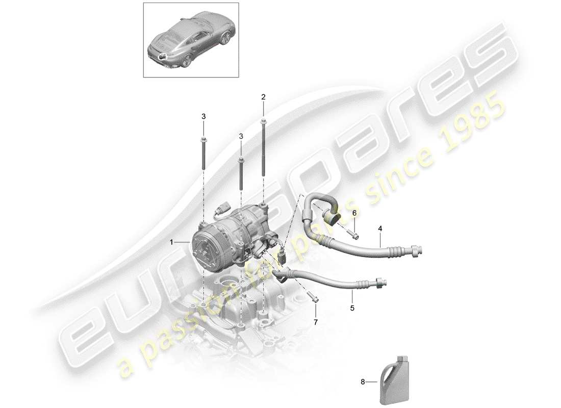 porsche 991 turbo (2015) compressor parts diagram