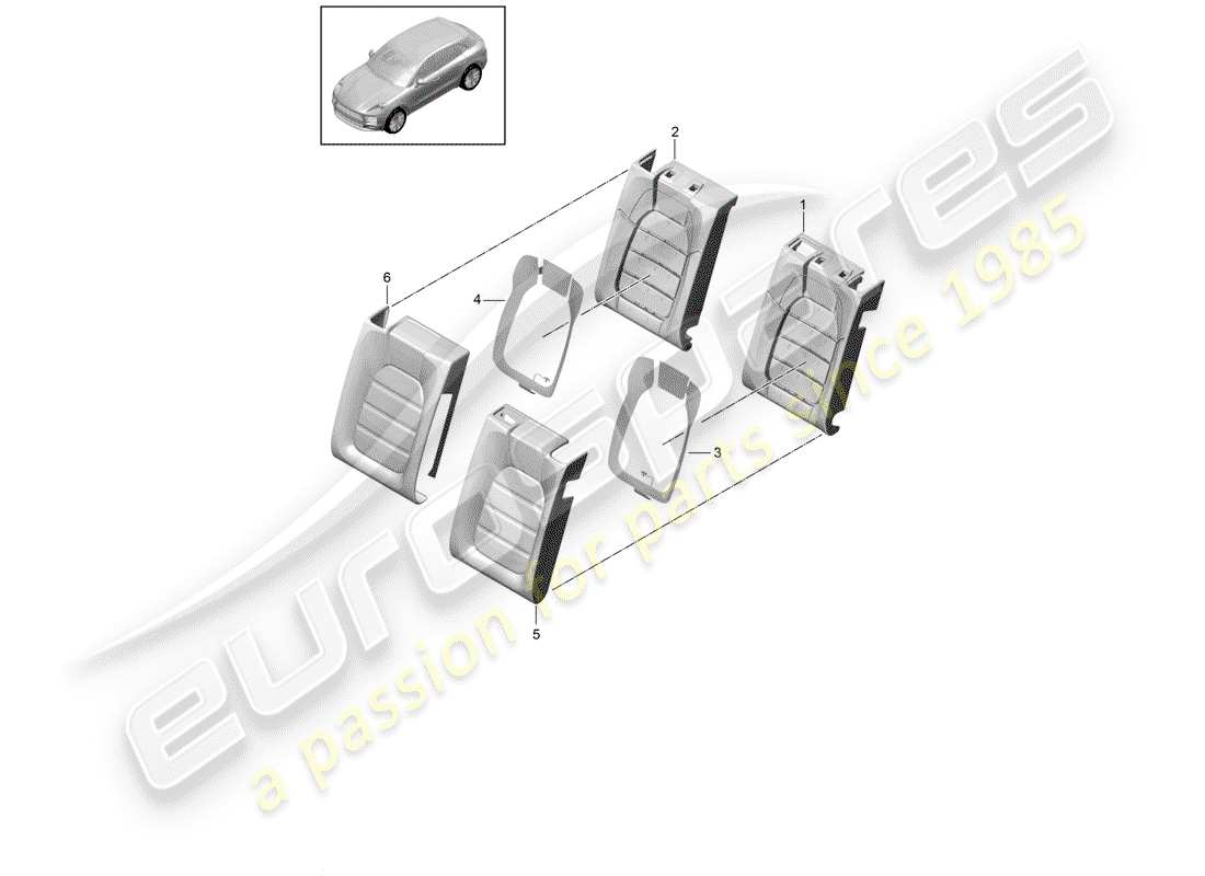 porsche macan (2020) foam part part diagram