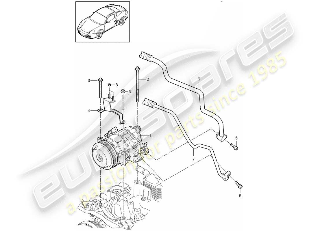 porsche cayman 987 (2010) compressor parts diagram