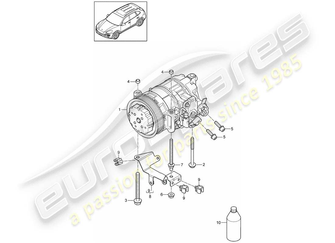 porsche cayenne e2 (2018) compressor part diagram