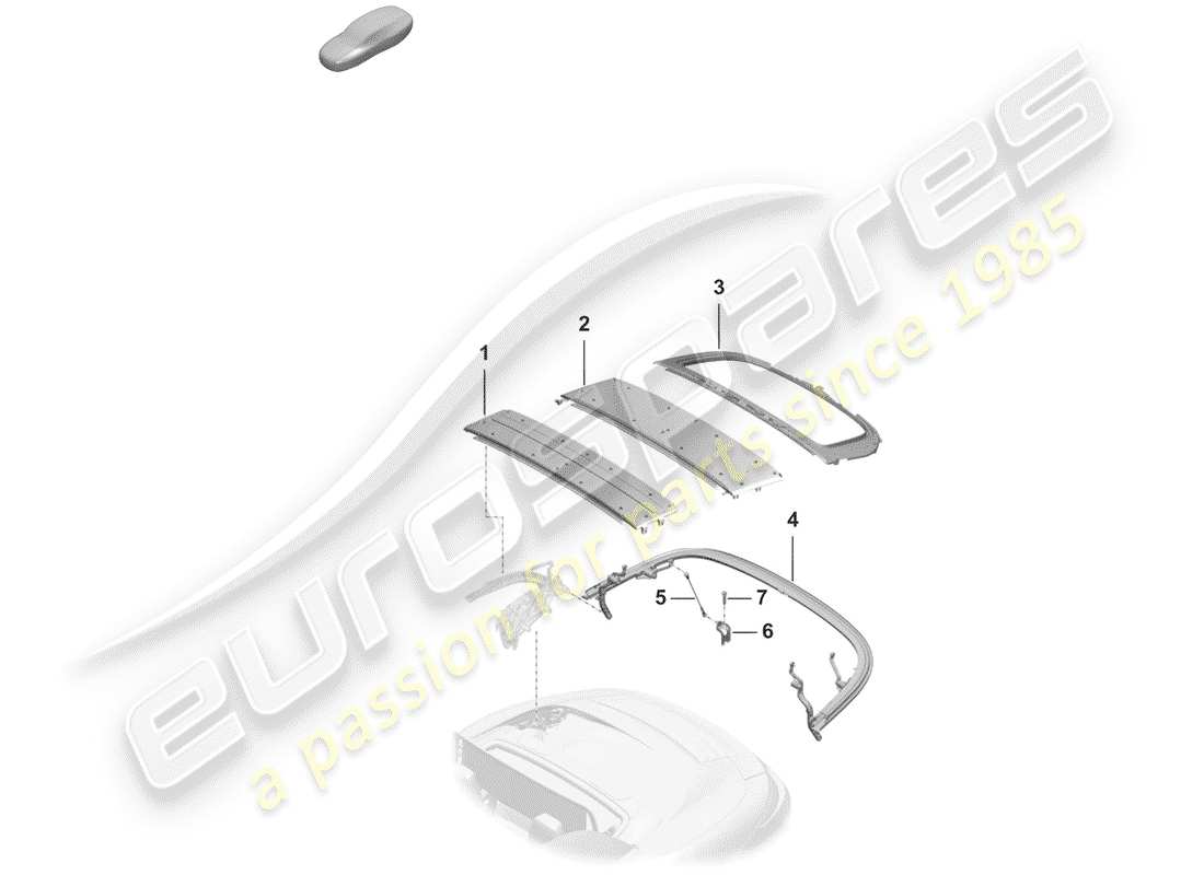 porsche 2019 top frame part diagram