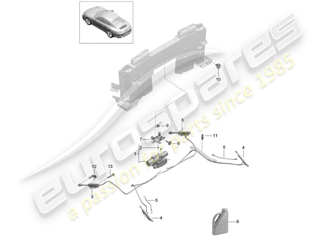 porsche 991 gen. 2 (2019) top stowage box part diagram