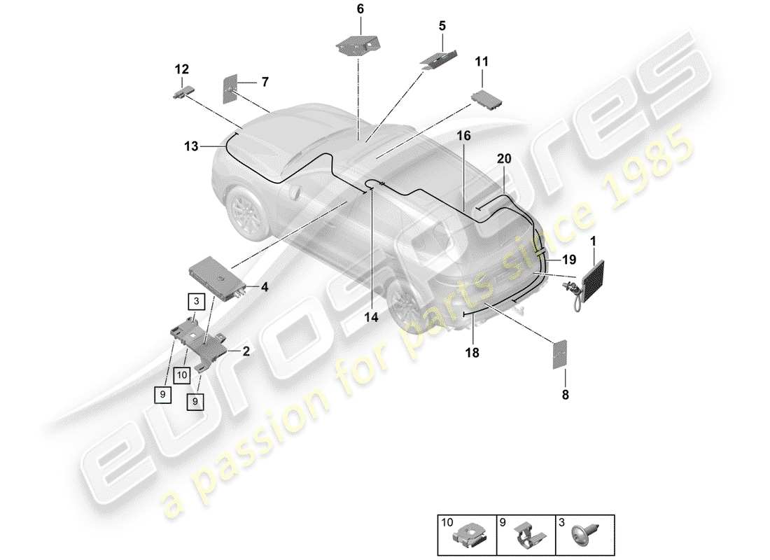 porsche cayenne e3 (2019) antenna parts diagram