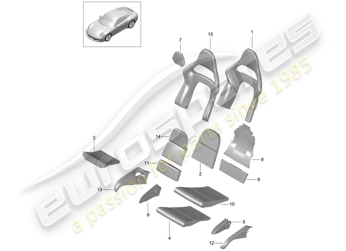porsche 991 gen. 2 (2018) foam part parts diagram