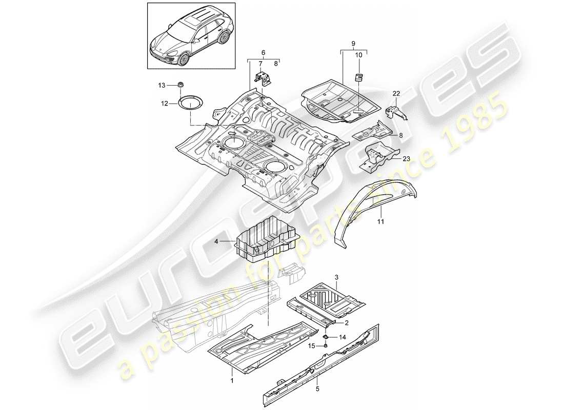 porsche cayenne e2 (2013) floor plates part diagram