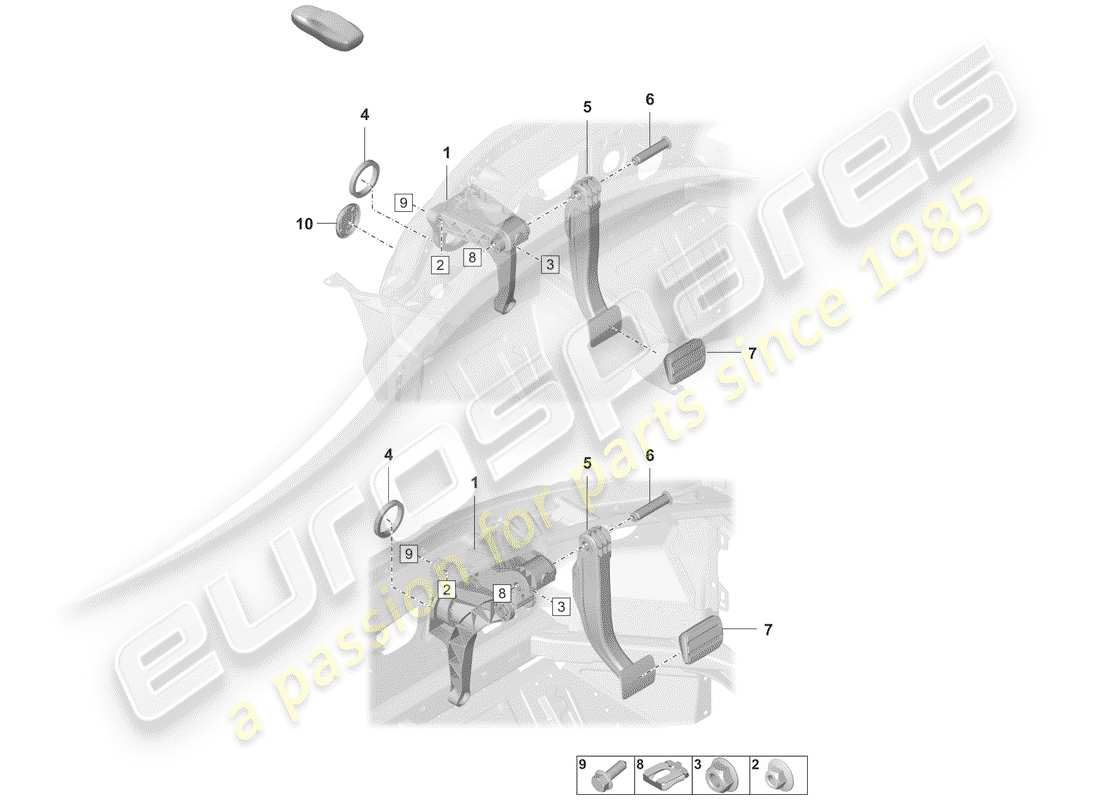 porsche 2019 brake and clutch pedals part diagram