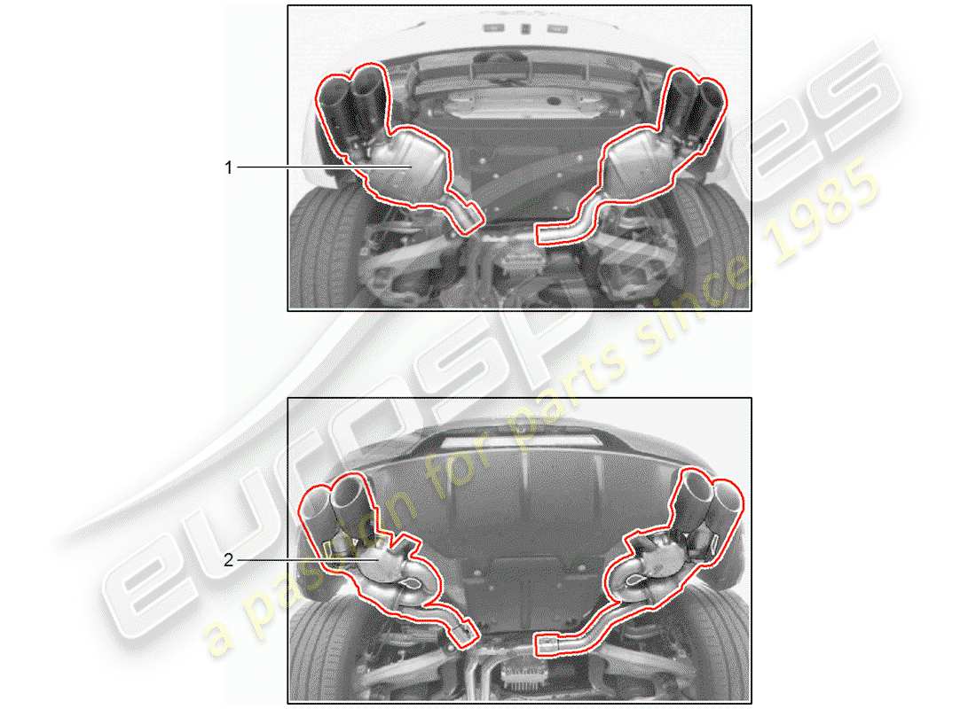 porsche tequipment macan (2015) exhaust system part diagram