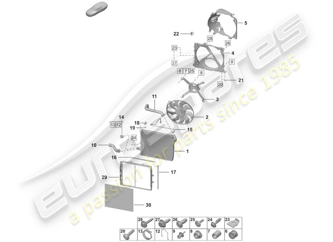 porsche 2019 radiator parts diagram