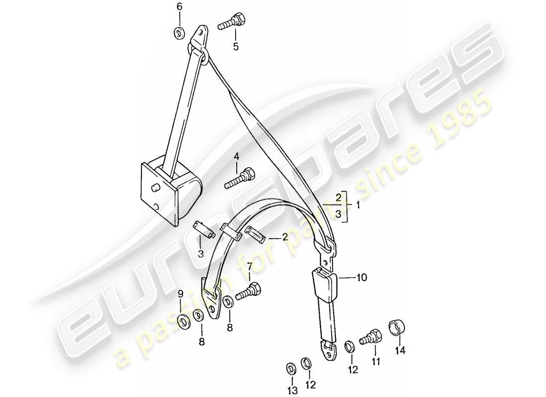 porsche 928 (1990) seat belt - automatic parts diagram