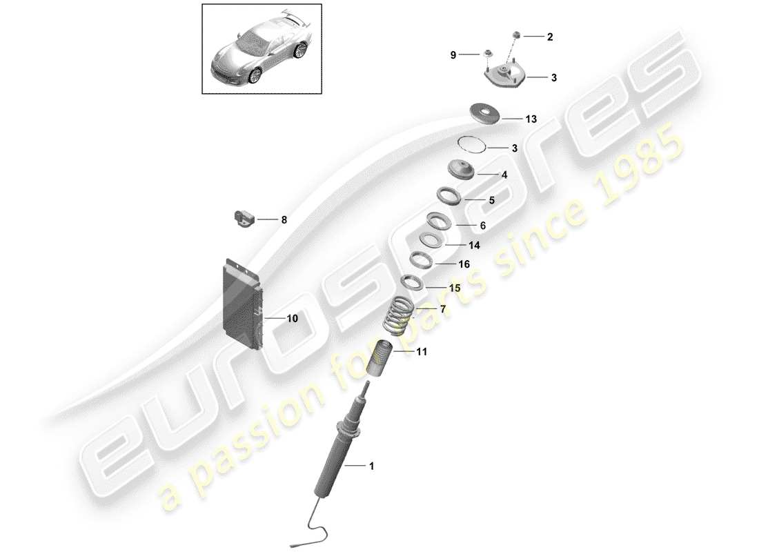 porsche 991r/gt3/rs (2017) vibration damper parts diagram