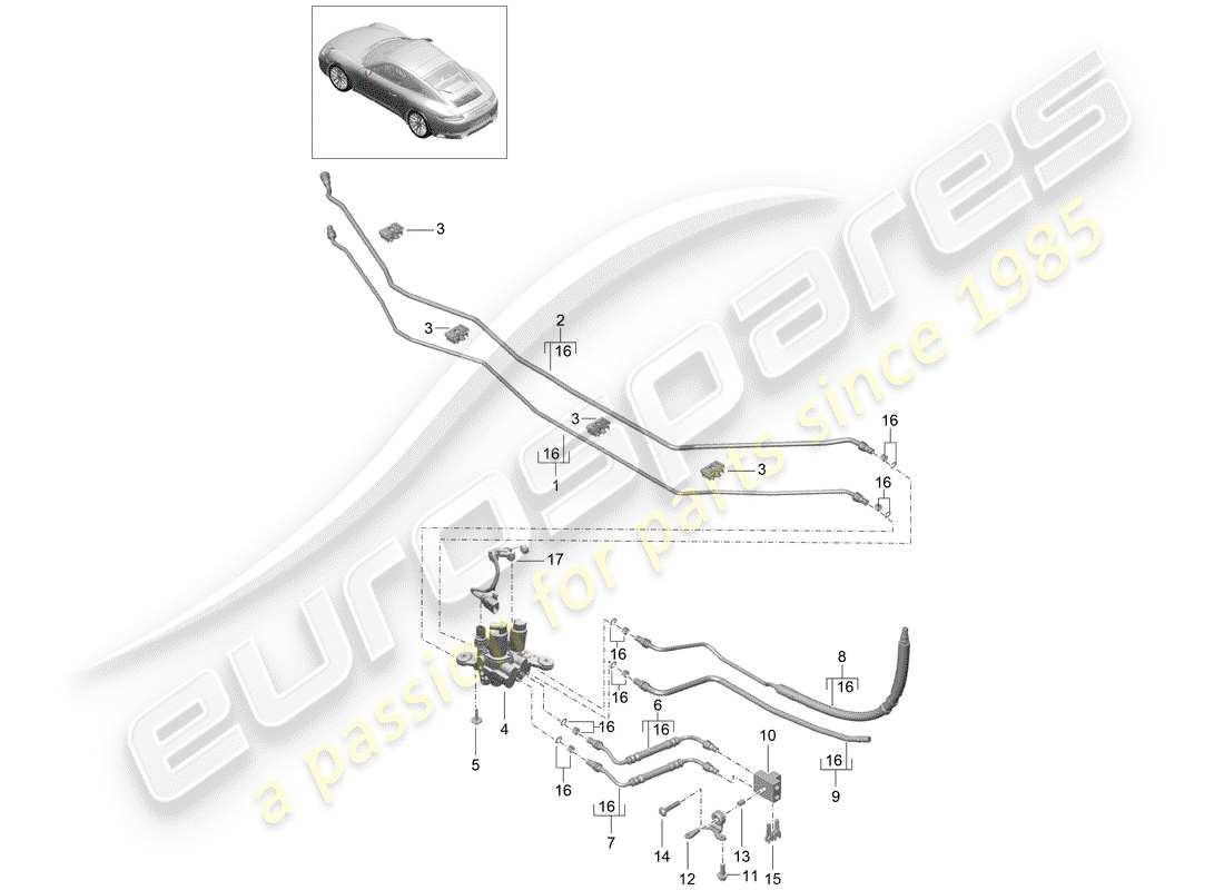 porsche 991 gen. 2 (2019) hydraulic line part diagram