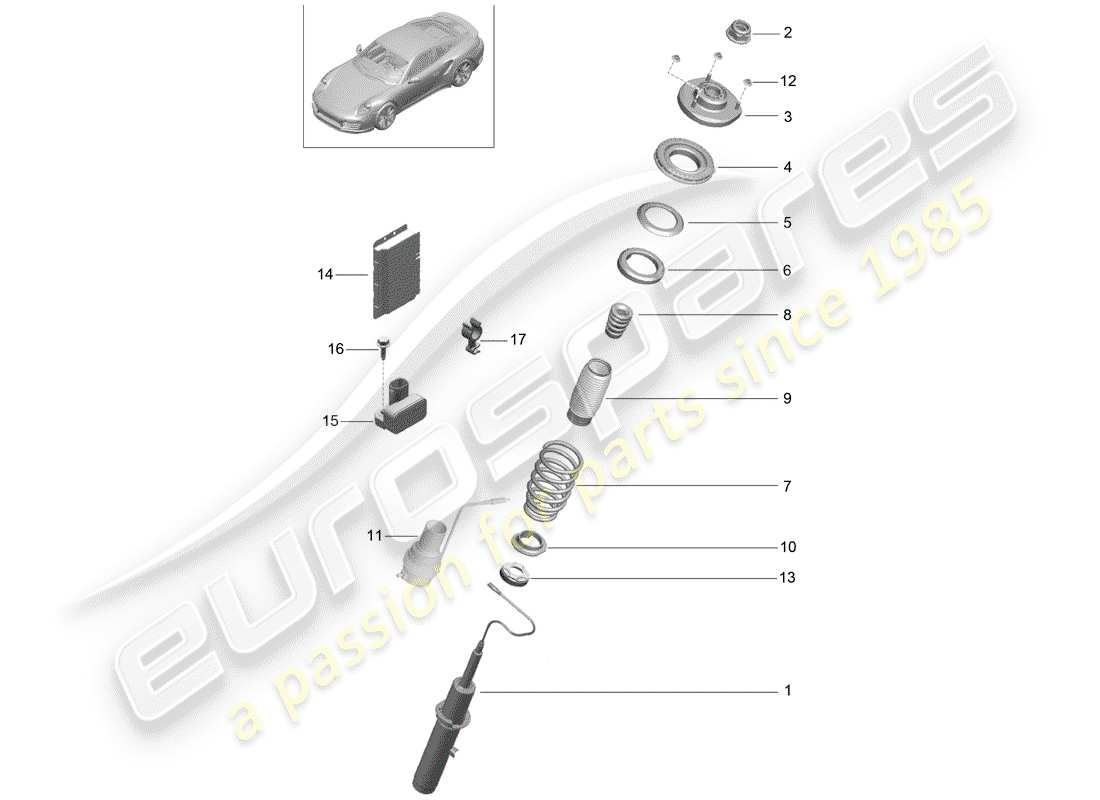 porsche 991 turbo (2014) suspension parts diagram