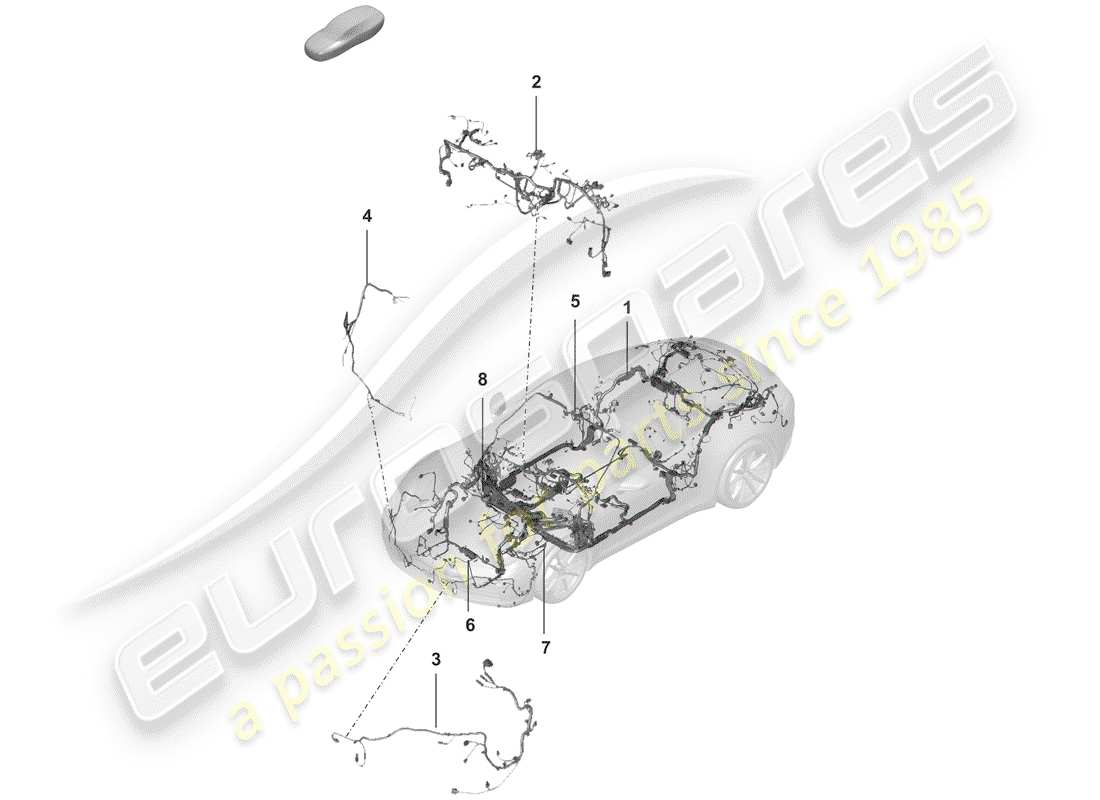 porsche 2019 harness part diagram