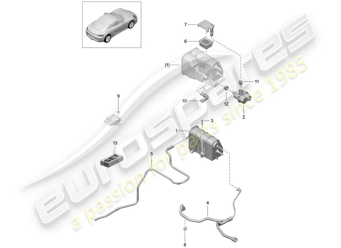 porsche 718 cayman (2019) evaporative emission canister parts diagram