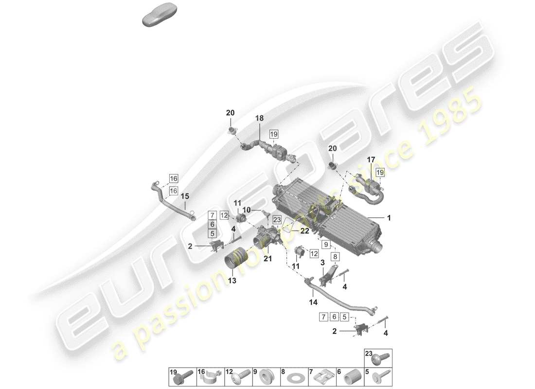 porsche 992 (2020) charge air cooler part diagram