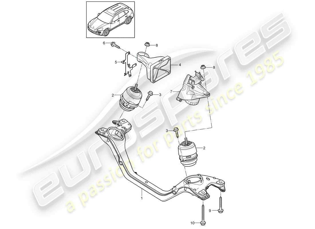 porsche cayenne e2 (2013) engine lifting tackle part diagram