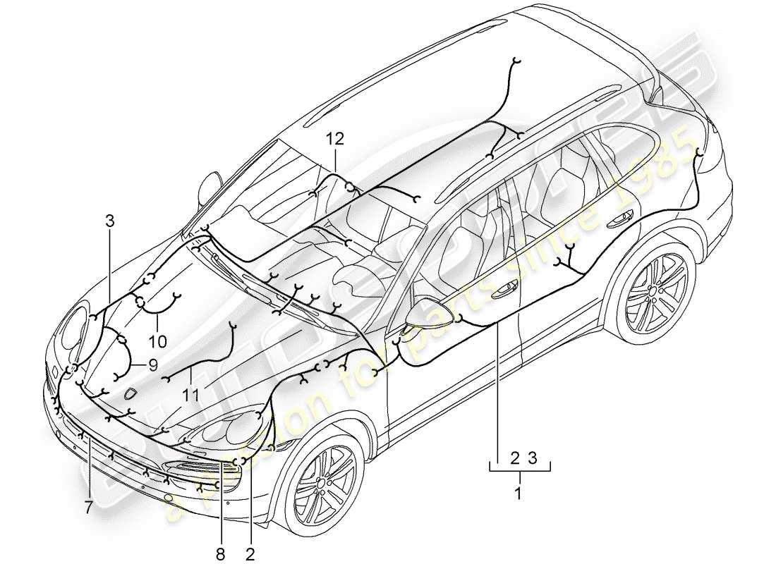 porsche cayenne e2 (2013) wiring harnesses part diagram