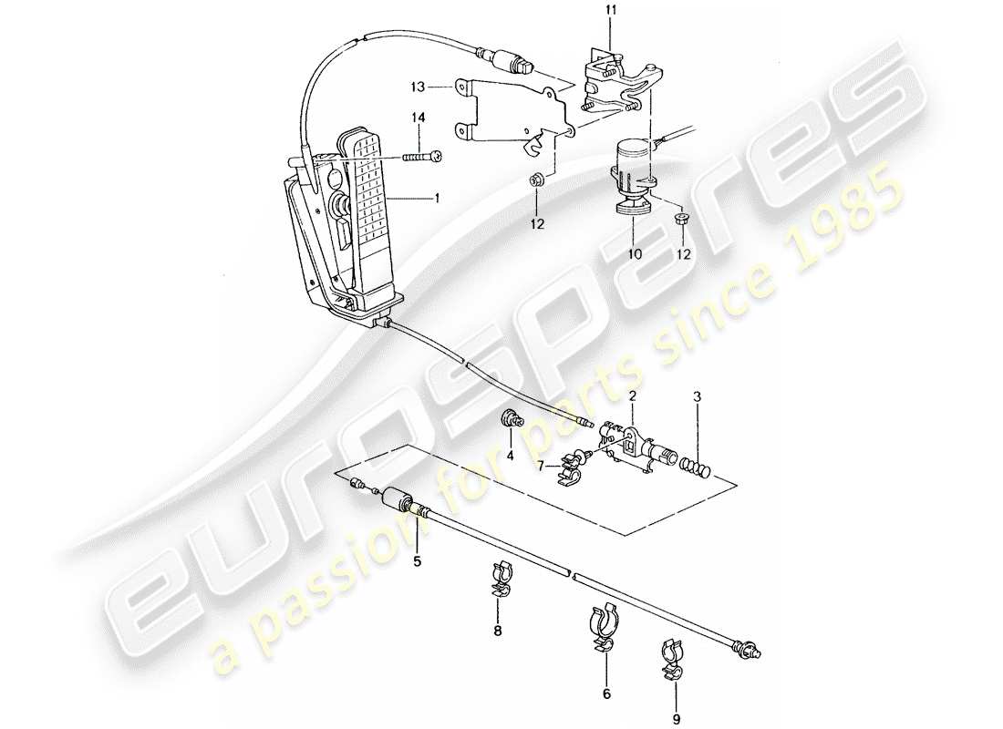 porsche 996 (2005) brake and acc. pedal assembly - throttle control part diagram