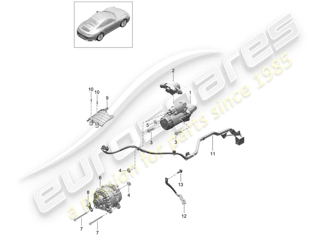 porsche 991 gen. 2 (2019) starter part diagram