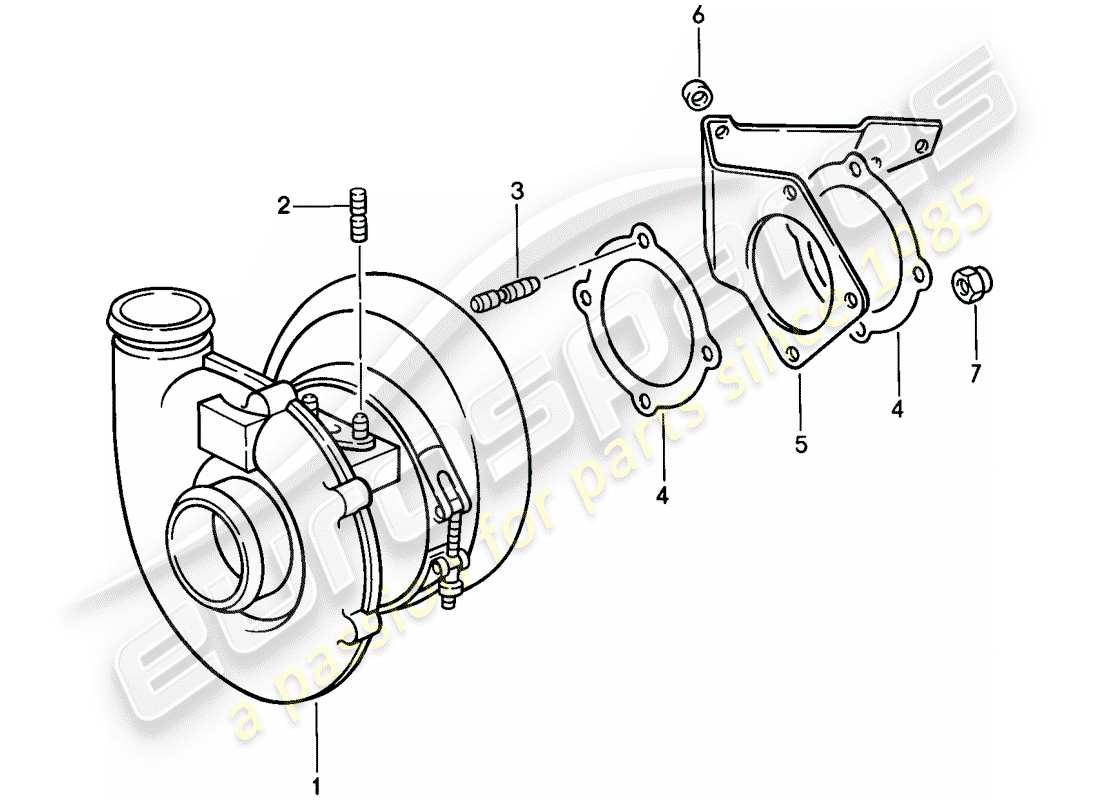 porsche 911 (1987) exhaust gas turbocharger parts diagram
