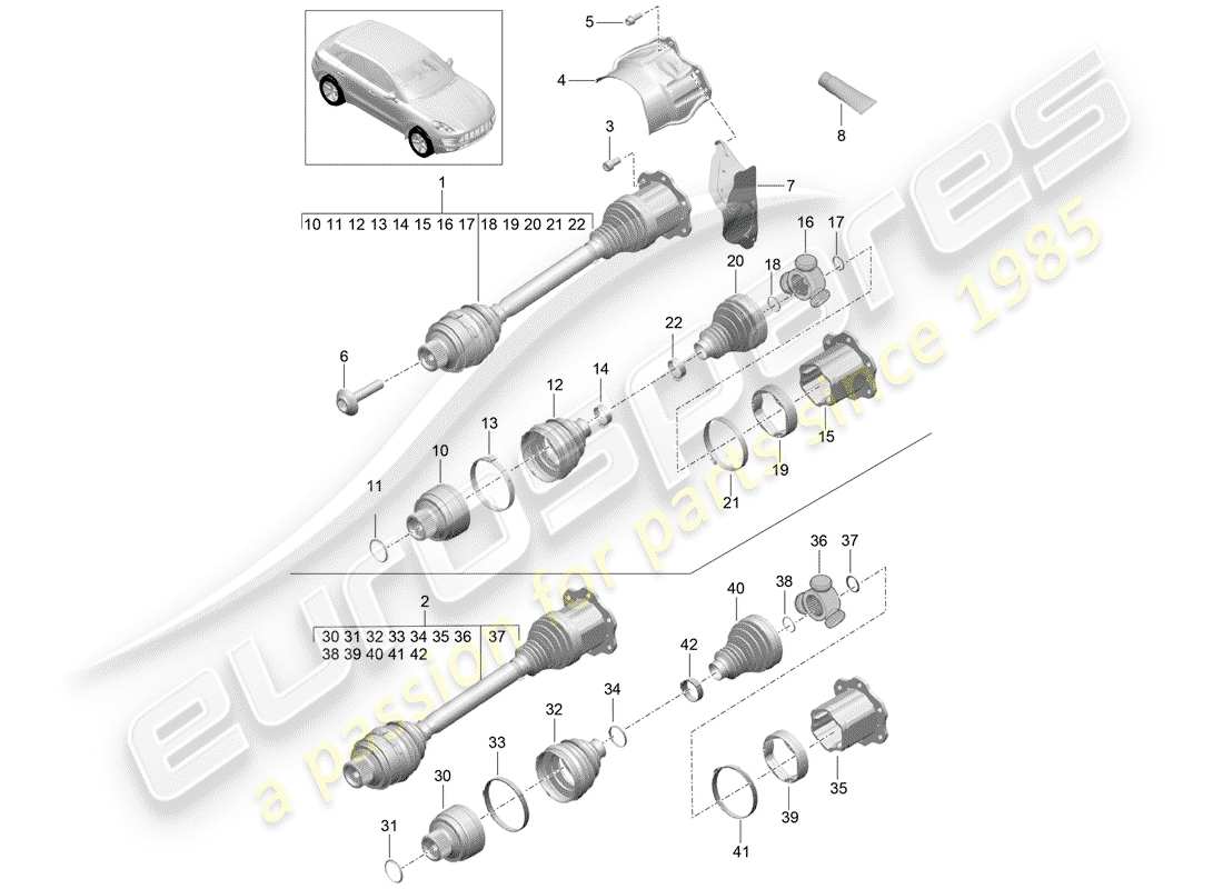 porsche macan (2014) drive shaft part diagram