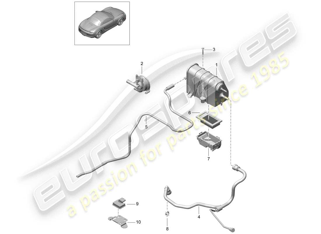 porsche boxster 981 (2015) evaporative emission canister parts diagram