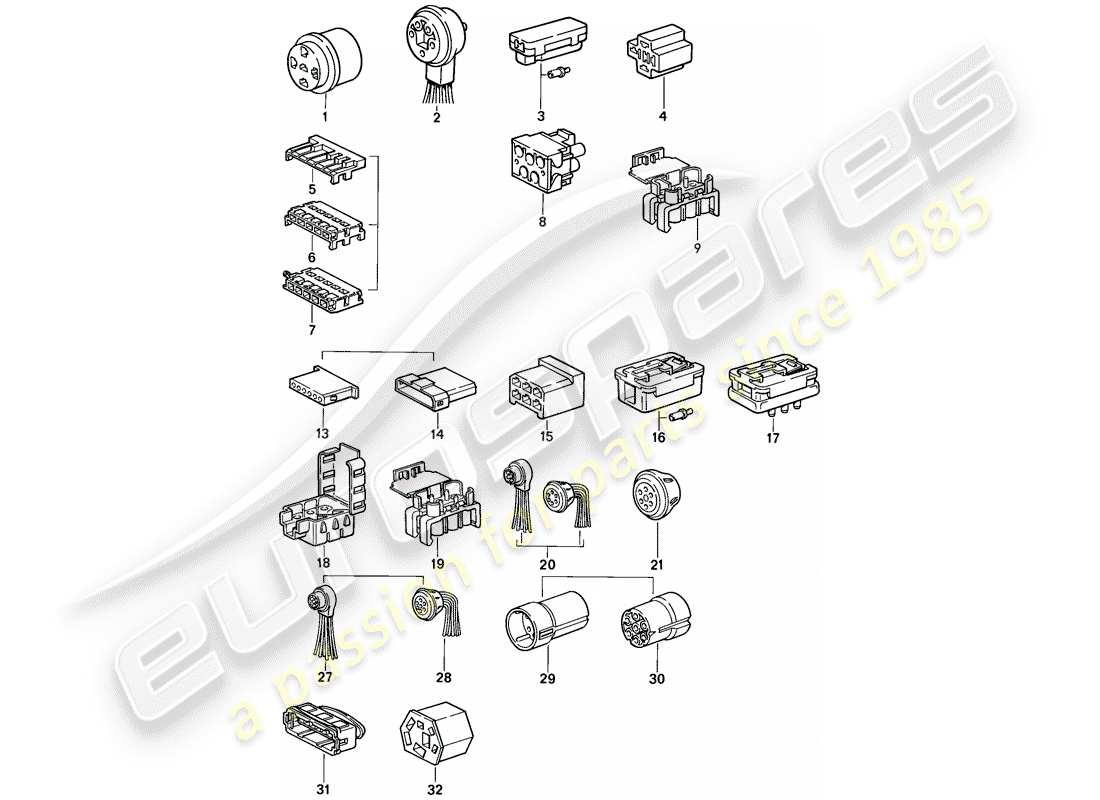 porsche 1988 (911) connector housing parts diagram