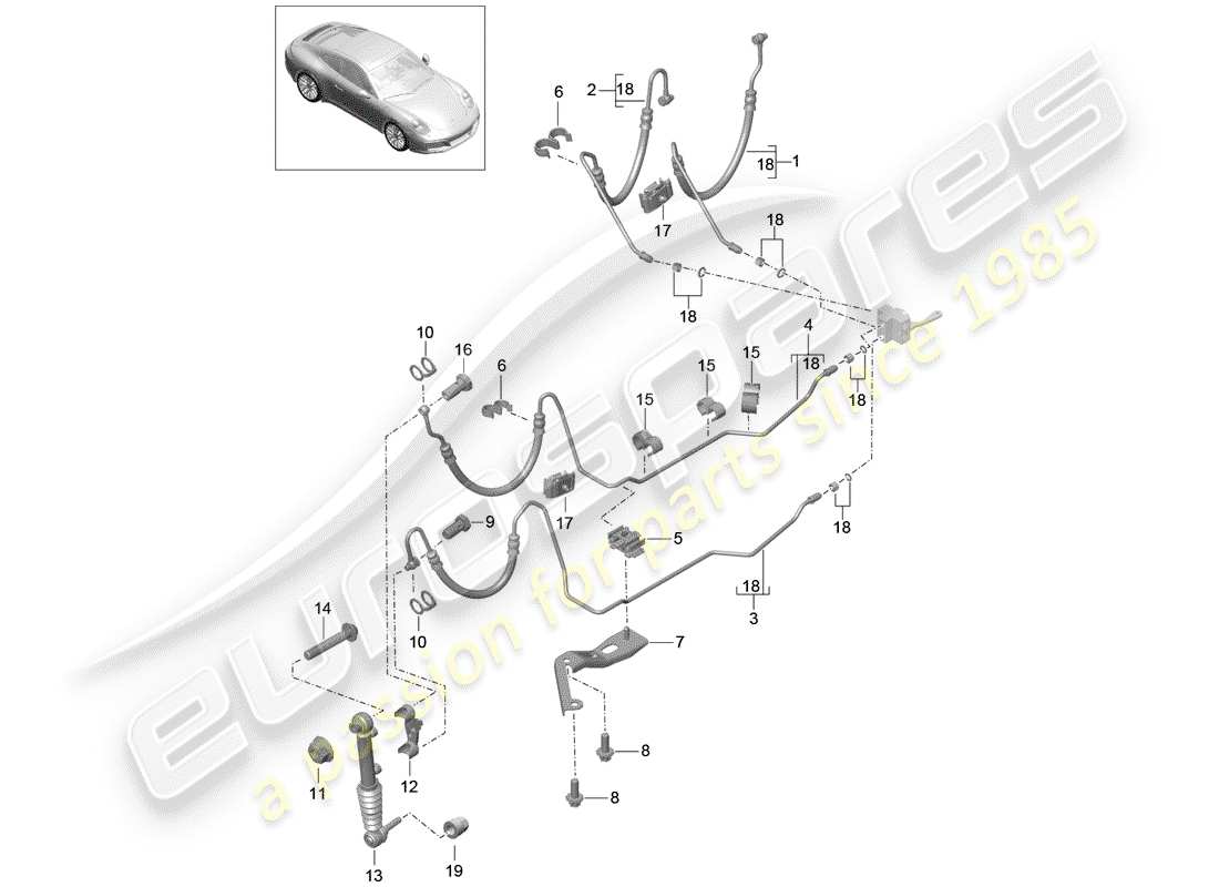 porsche 991 gen. 2 (2019) hydraulic line part diagram