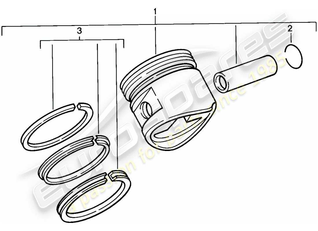 porsche 944 (1986) piston - piston rings parts diagram