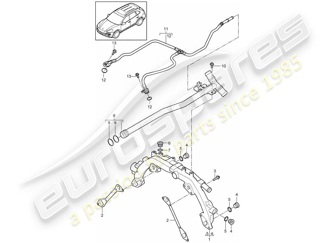 porsche cayenne e2 (2013) water cooling 1 part diagram