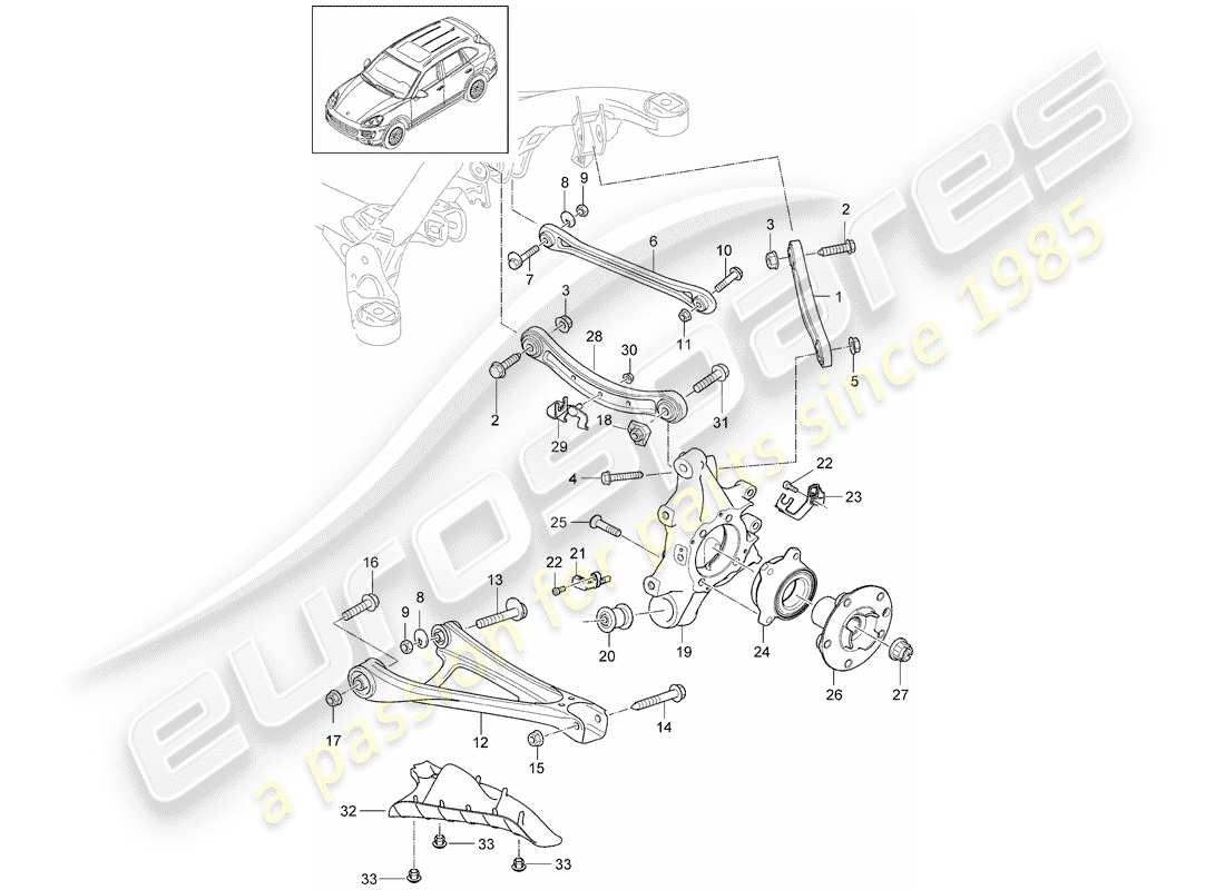 porsche cayenne e2 (2013) rear axle part diagram