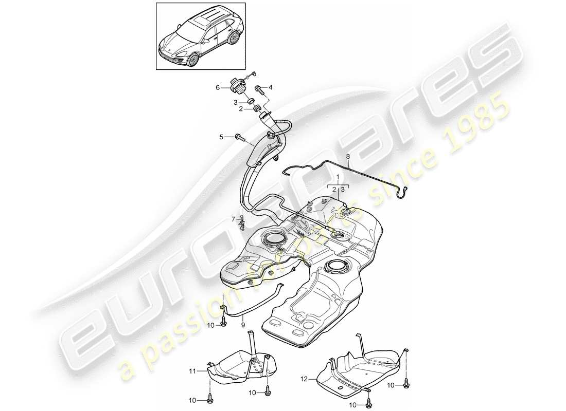 porsche cayenne e2 (2013) fuel tank part diagram