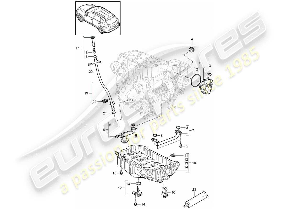 porsche cayenne e2 (2013) oil pump part diagram