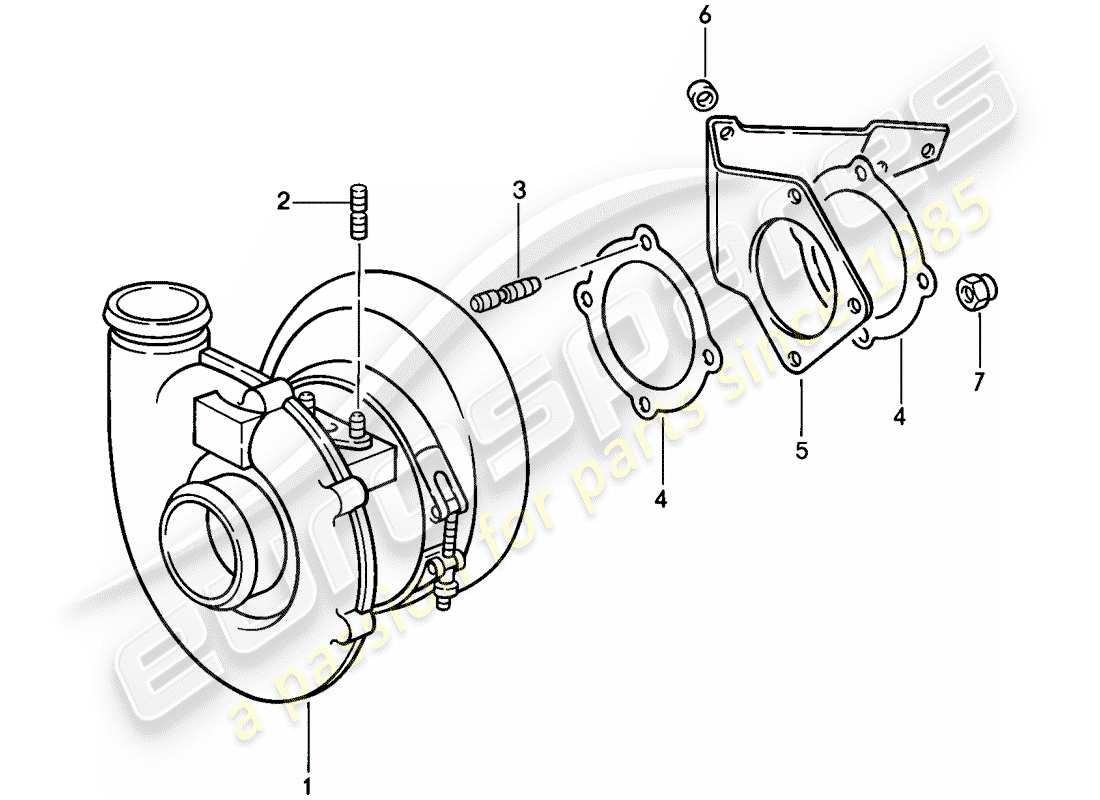 porsche 911 (1985) exhaust gas turbocharger part diagram