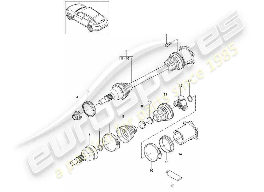 porsche panamera 970 (2016) drive shaft part diagram