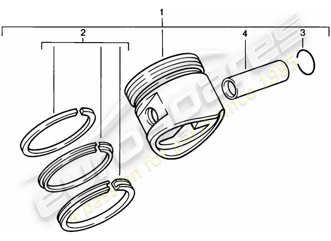 porsche 924 (1976) piston - piston rings parts diagram