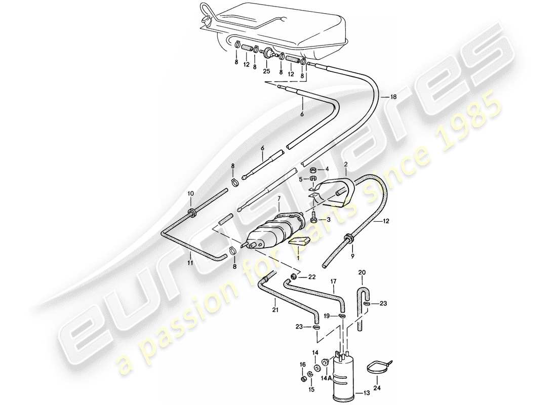 porsche 924 (1976) evaporative emission canister parts diagram