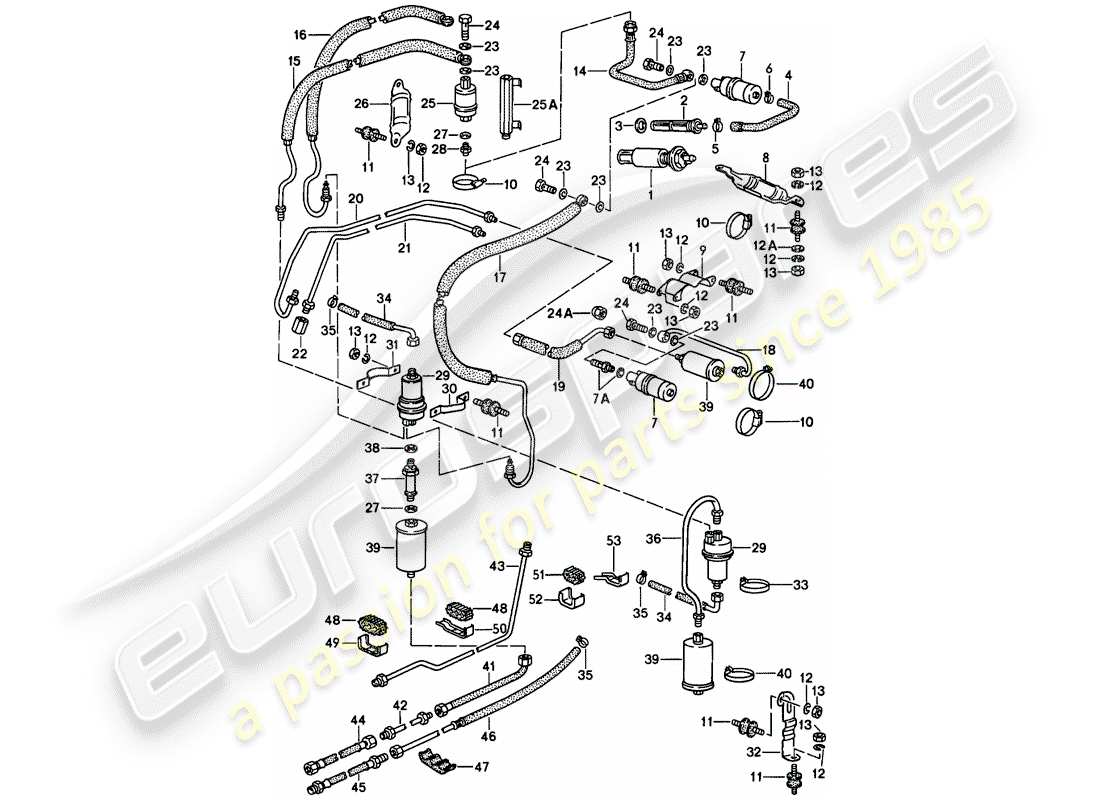 porsche 928 (1980) fuel system parts diagram