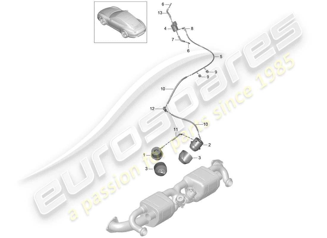 porsche 991 (2013) exhaust system part diagram