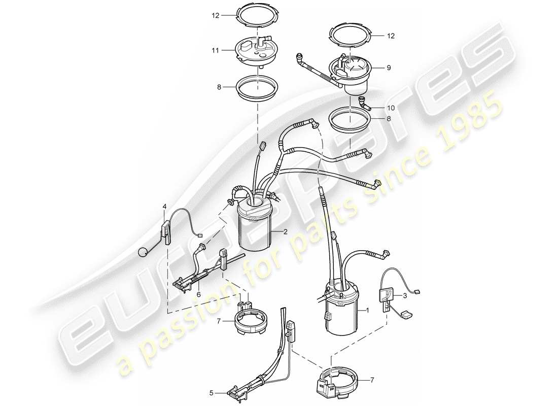 porsche cayenne (2005) fuel tank part diagram