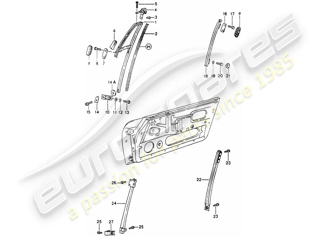 porsche 964 (1990) window frame parts diagram