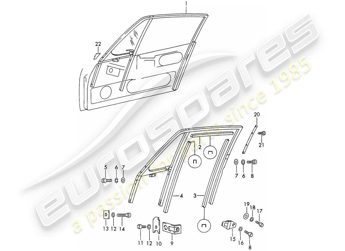 porsche 911/912 (1967) window frame part diagram