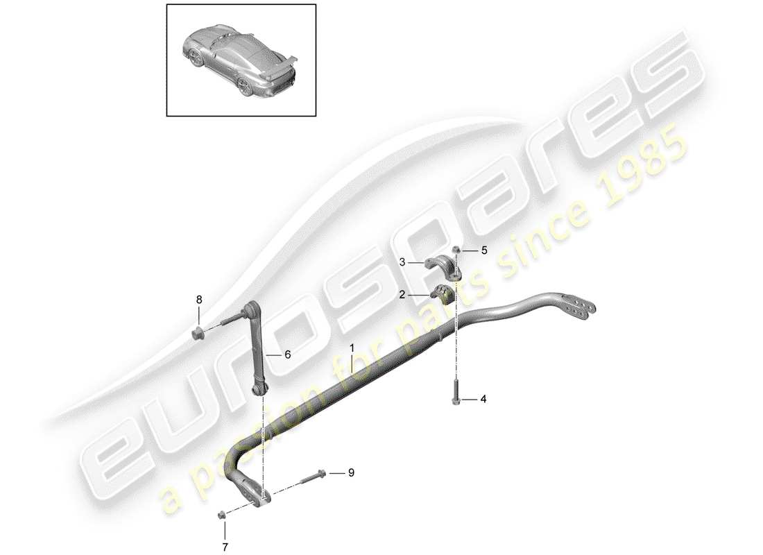 porsche 991 turbo (2014) stabilizer parts diagram
